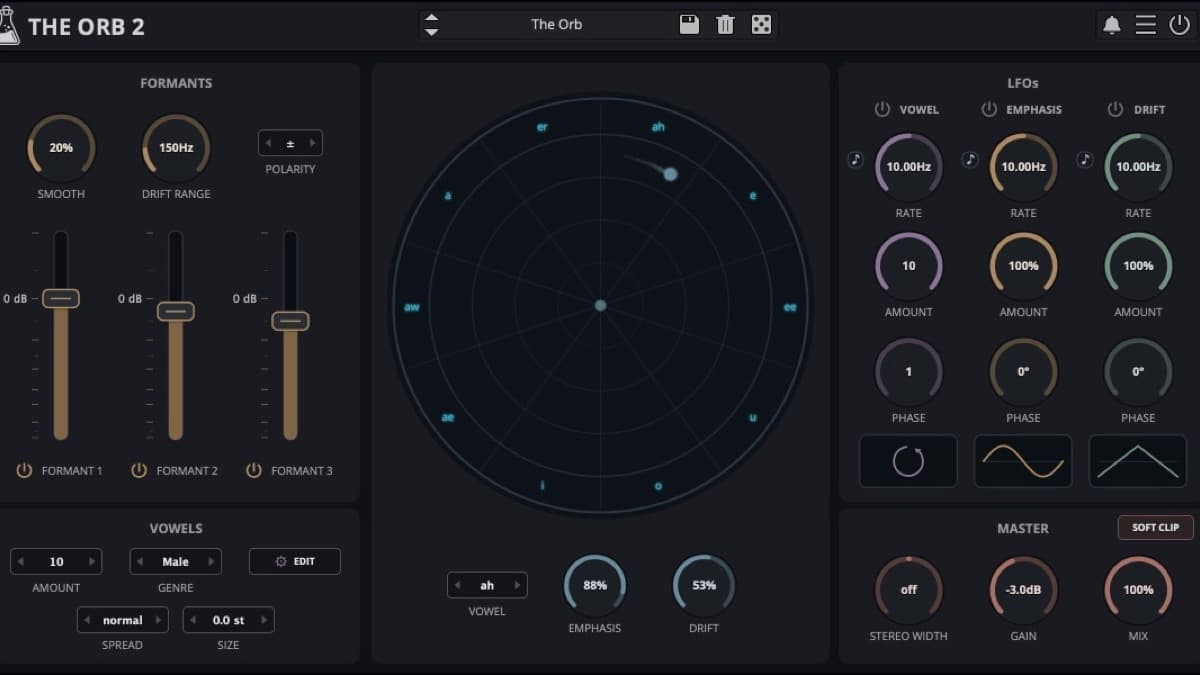 AudioThing The Orb 2 vowel formant filter plugin interface