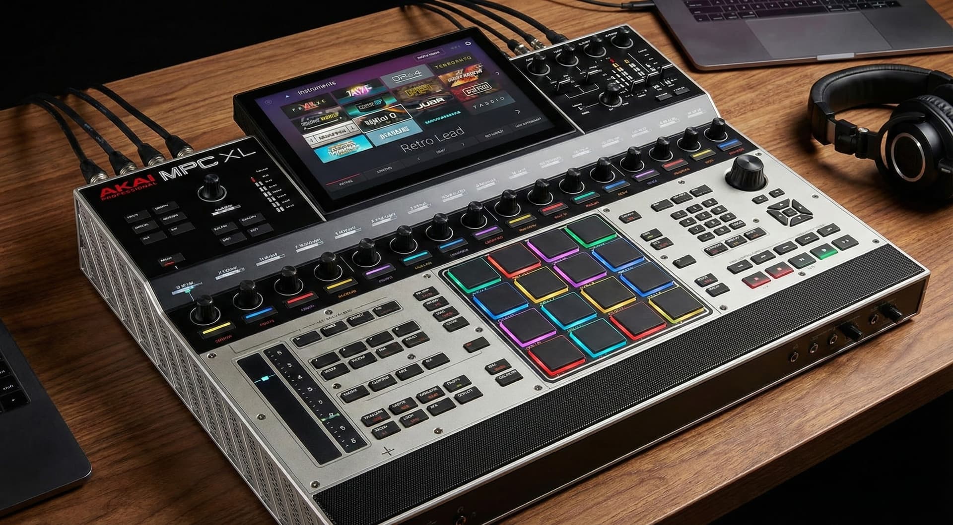 Leaked image of Akai MPC XL flagship standalone workstation with 10-inch touchscreen and MPCe pads