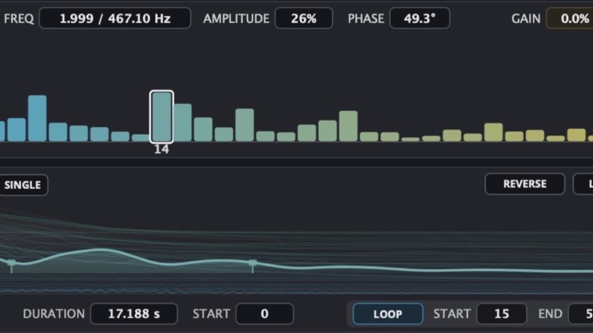 AudioThing Materia additive re-synthesizer plugin showing partials and envelope editor
