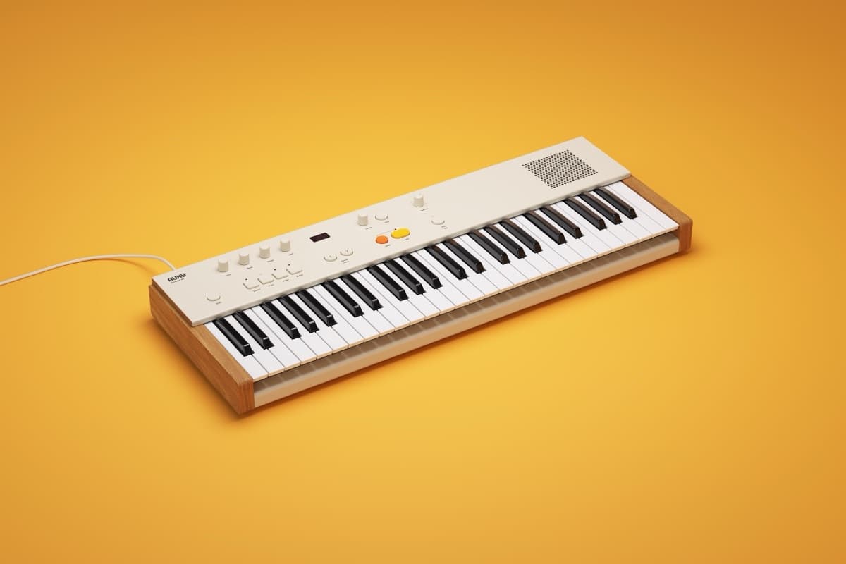 Auxy Svensson 49 looping keyboard with metal body and oak side panels