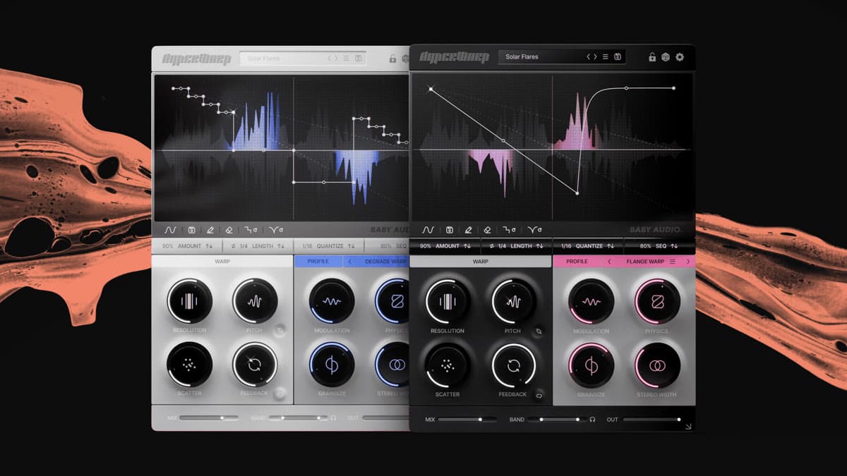 Baby Audio HyperWarp plugin with the time-warp graph, pitch control, and effect profile macros