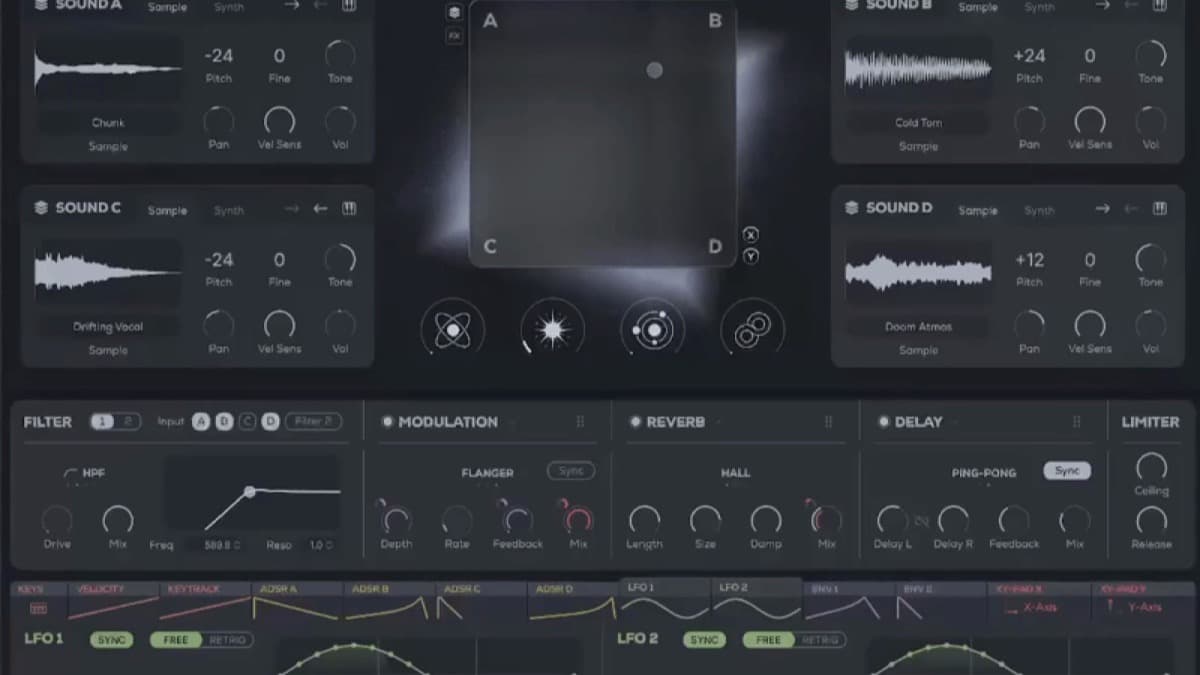 Excite Audio Evolve Dark Matter sample-based synthesizer plugin interface