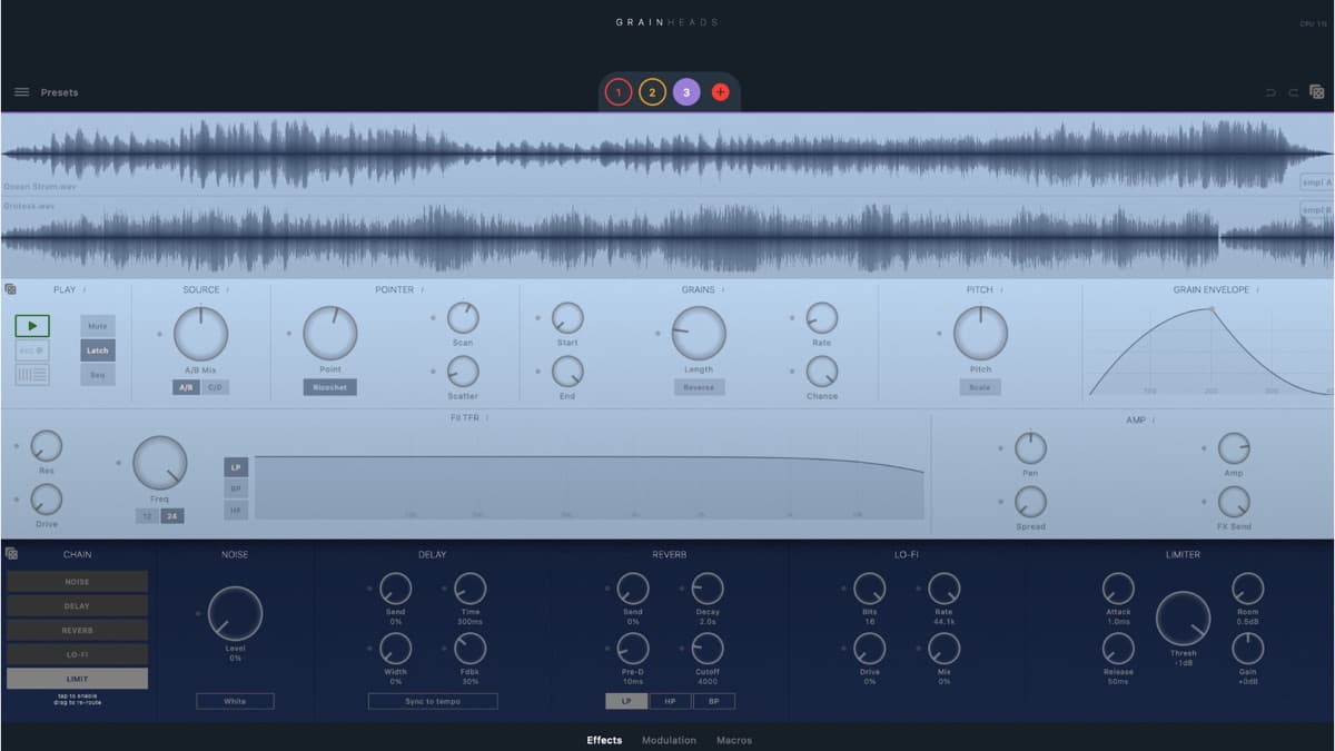 GrainHeads 3.0 — sequenceable granular sampler/synthesizer for iOS and macOS