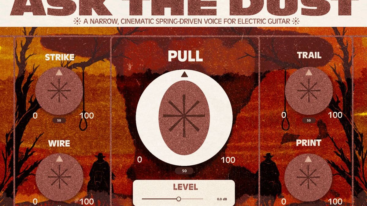 Ask the Dust plugin interface with six spring-driven guitar controls