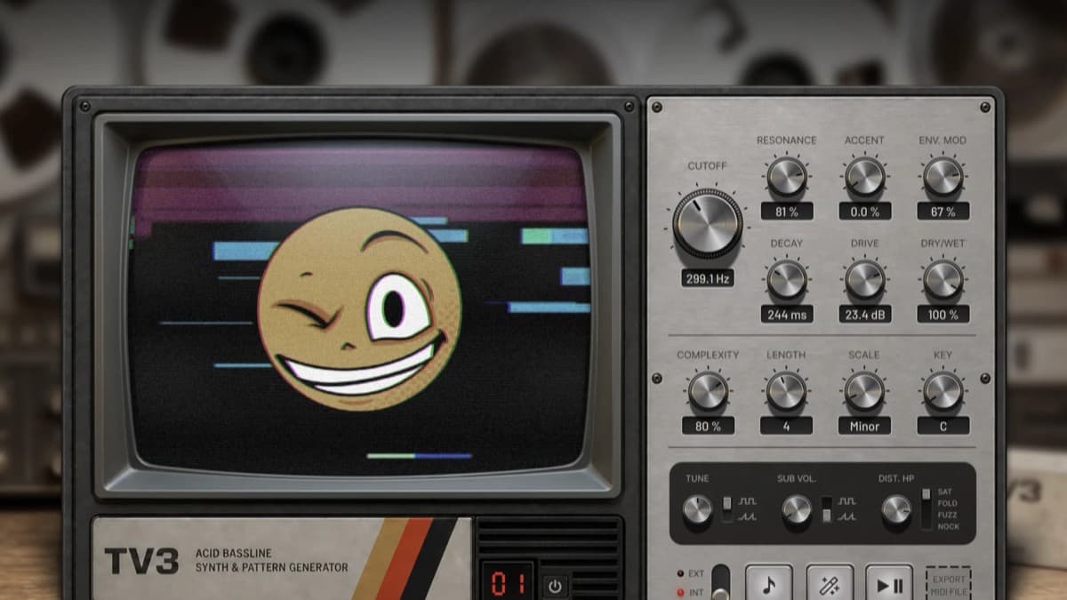 Imaginando TV3 TB-303-style acid synthesizer plugin interface