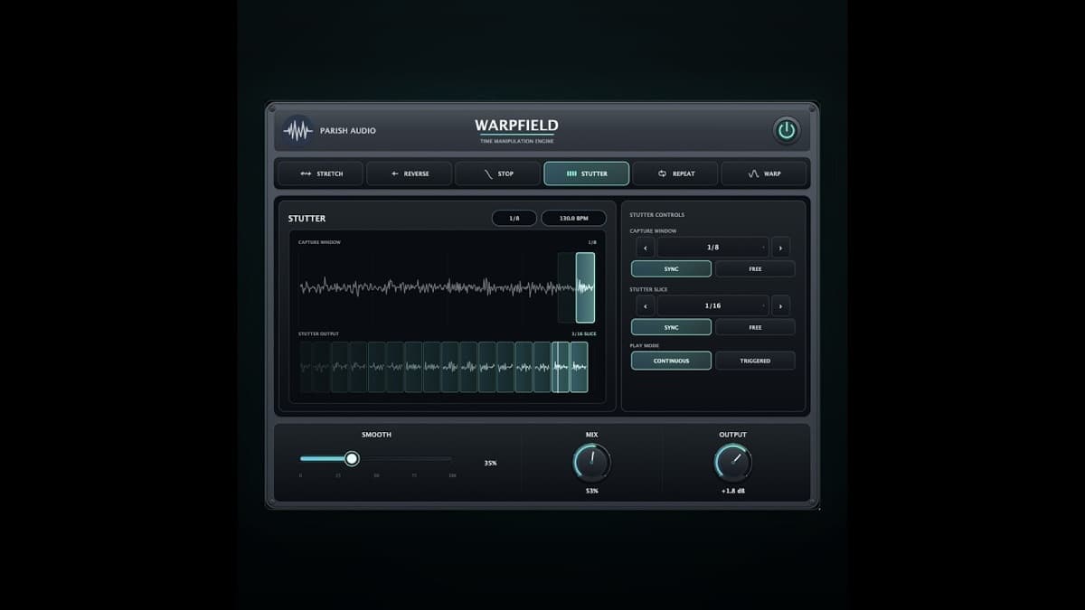 Parish Audio Warpfield time-manipulation plugin reshaping audio into new melodies and rhythms