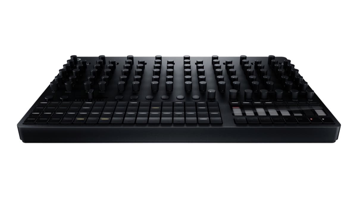 Polyend Drums hybrid analog and digital drum machine in black aluminum chassis