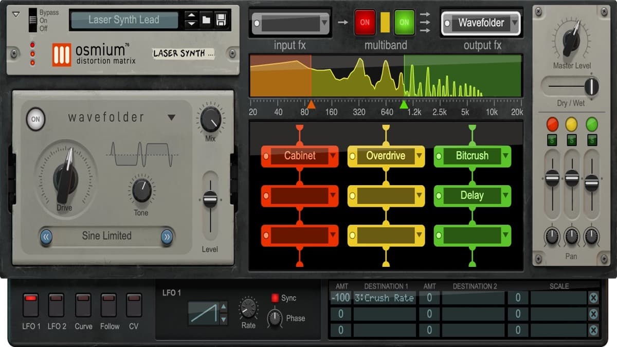 Reason Studios Osmium Distortion Matrix Rack Extension interface