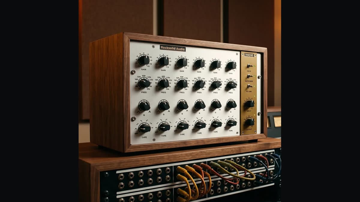Rocksolid Audio TEQ-6P six-band valve equalizer with gain, frequency, and type controls