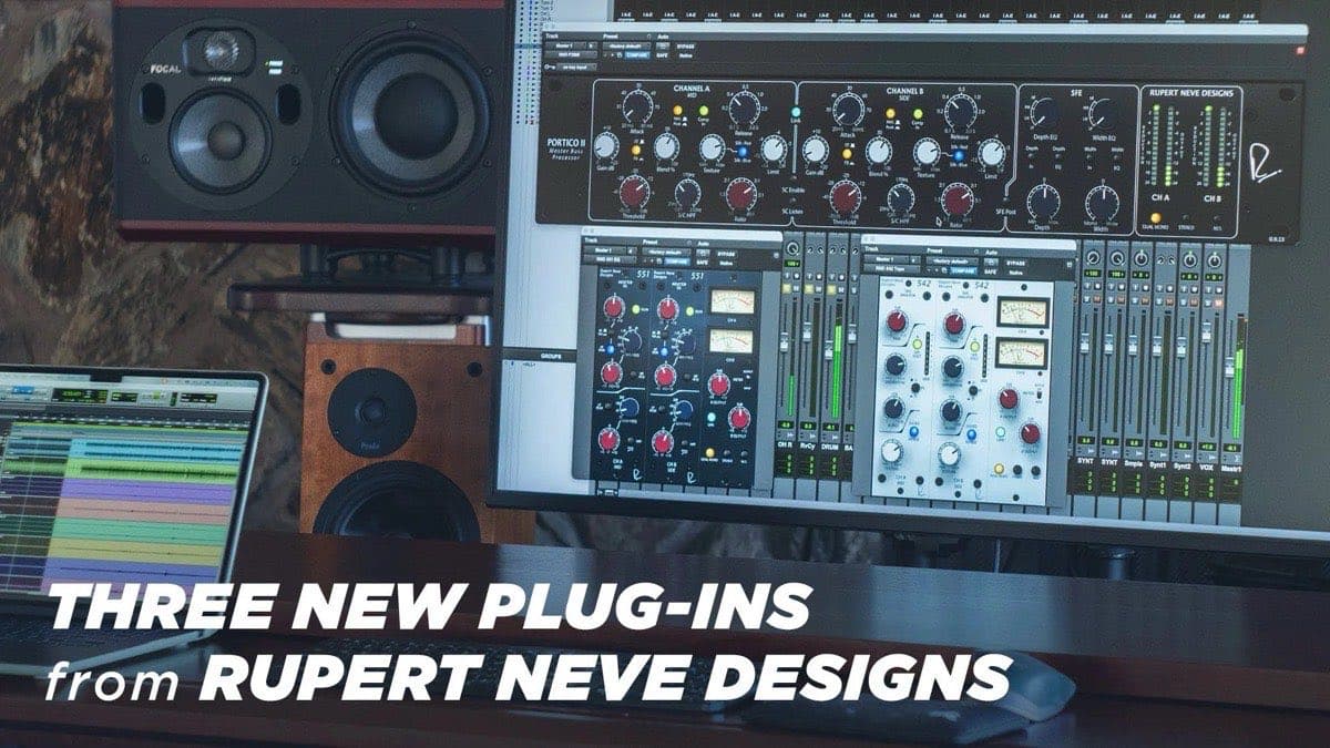 Rupert Neve Designs Portico II Master Buss Processor, 551 Inductor EQ, and 542 Tape Emulator plugin interfaces