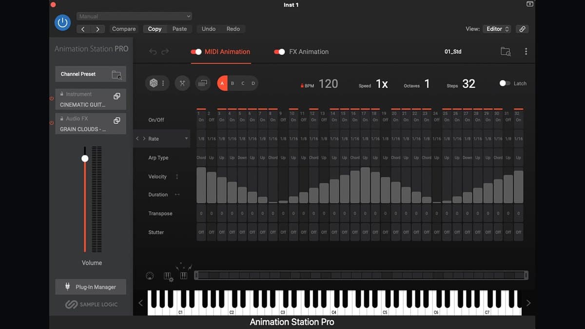 Sample Logic Animation Station Pro plugin interface hosting instruments and FX animation engines