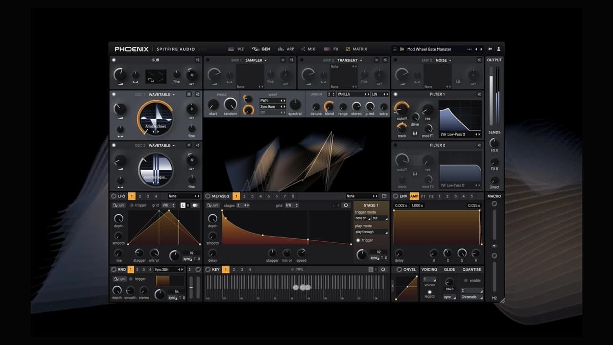 Phoenix hybrid synth interface from Spitfire Audio and BT
