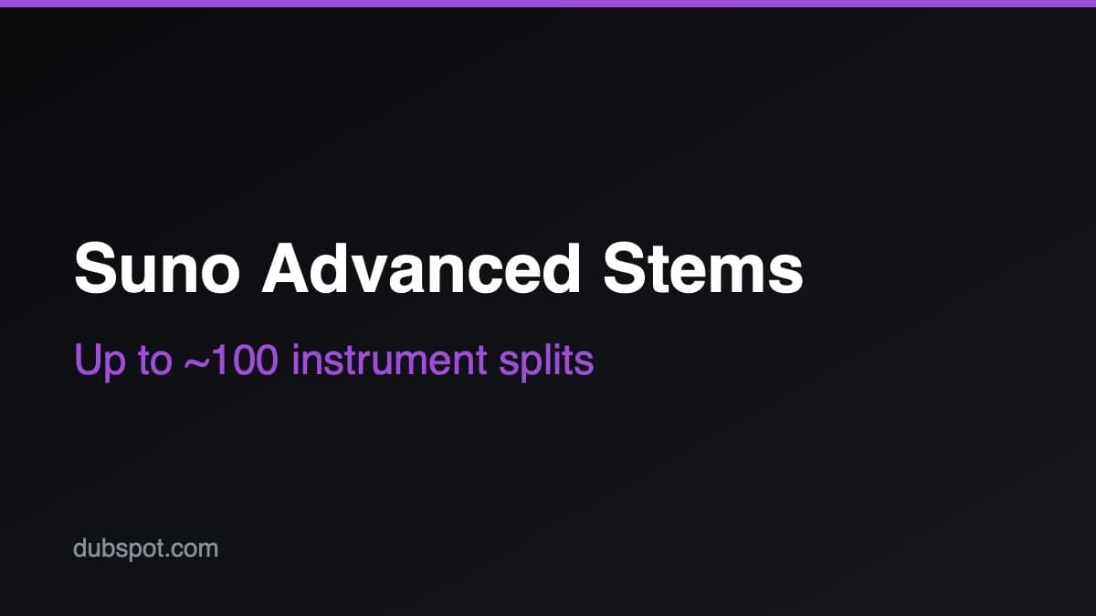 Suno Advanced Stem Separation interface showing multiple extracted stems