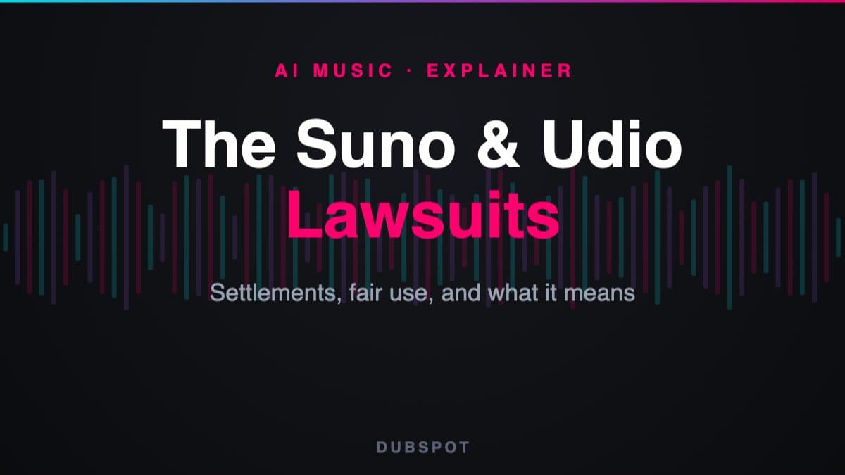 Suno AI music generator interface representing the AI music lawsuits with Warner, Universal, and Sony