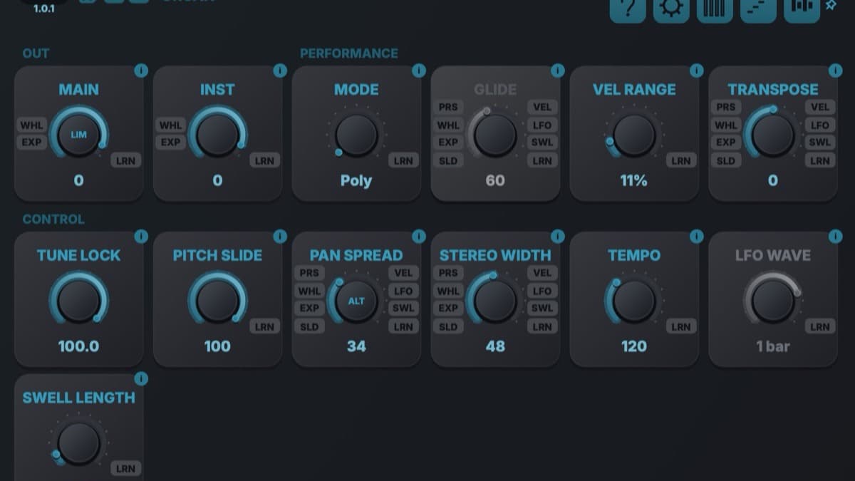Tupos MPE FM synthesizer main performance page showing operator controls and modulation