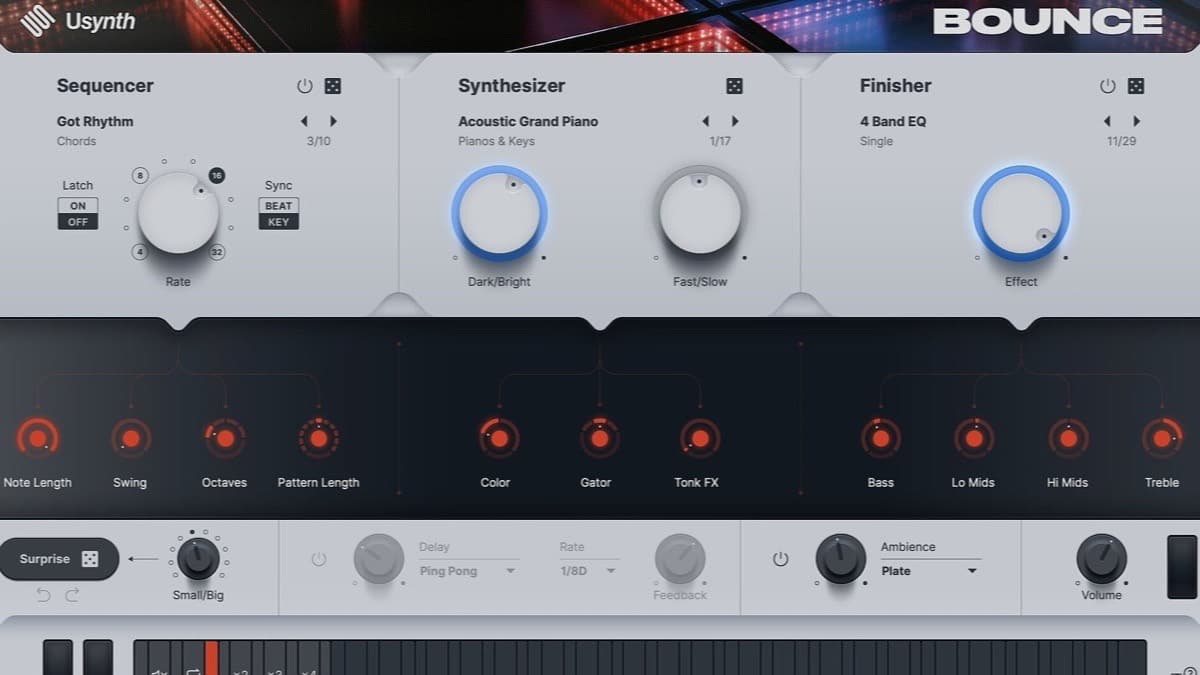 UJAM Usynth BOUNCE Y2K R&B synthesizer plugin interface