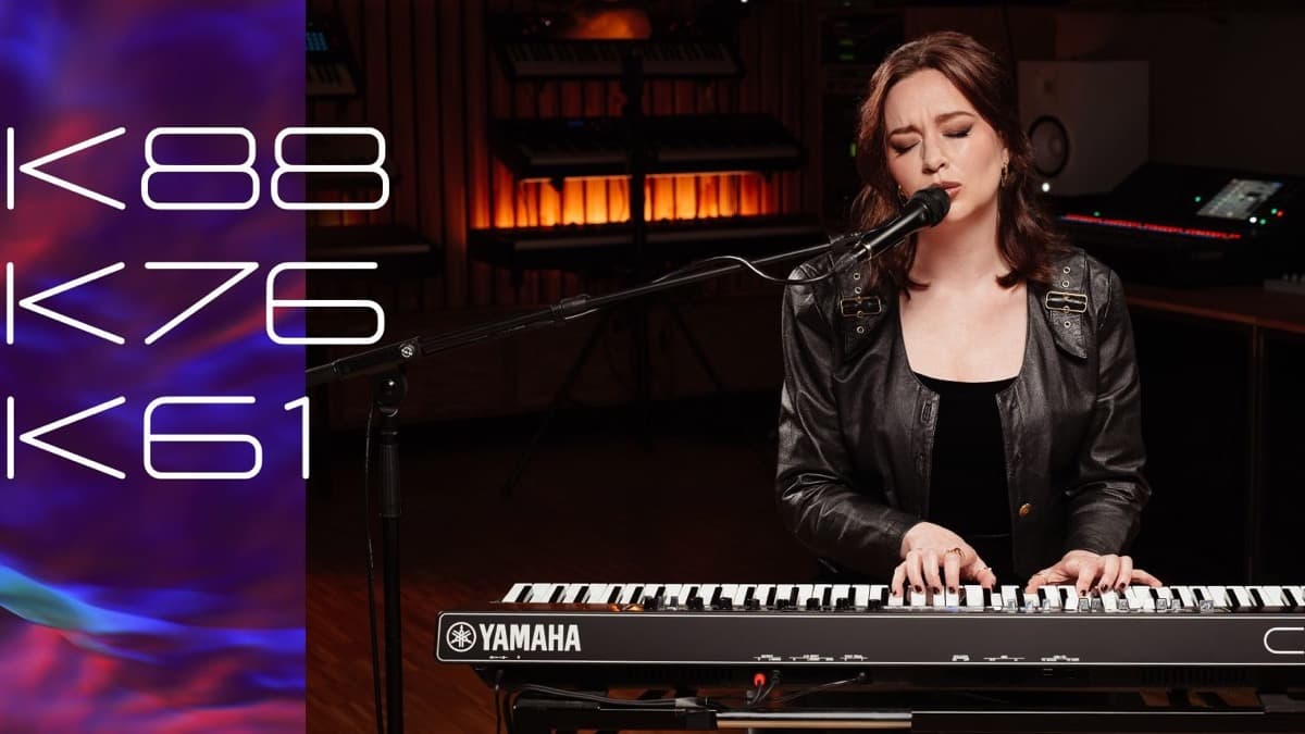 Yamaha CK76 stage keyboard being played, with the CK88, CK76 and CK61 lineup shown